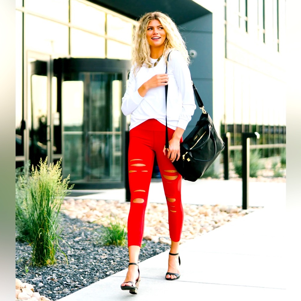 Red Slashed Luxe Hi-rise 7/8 24"
